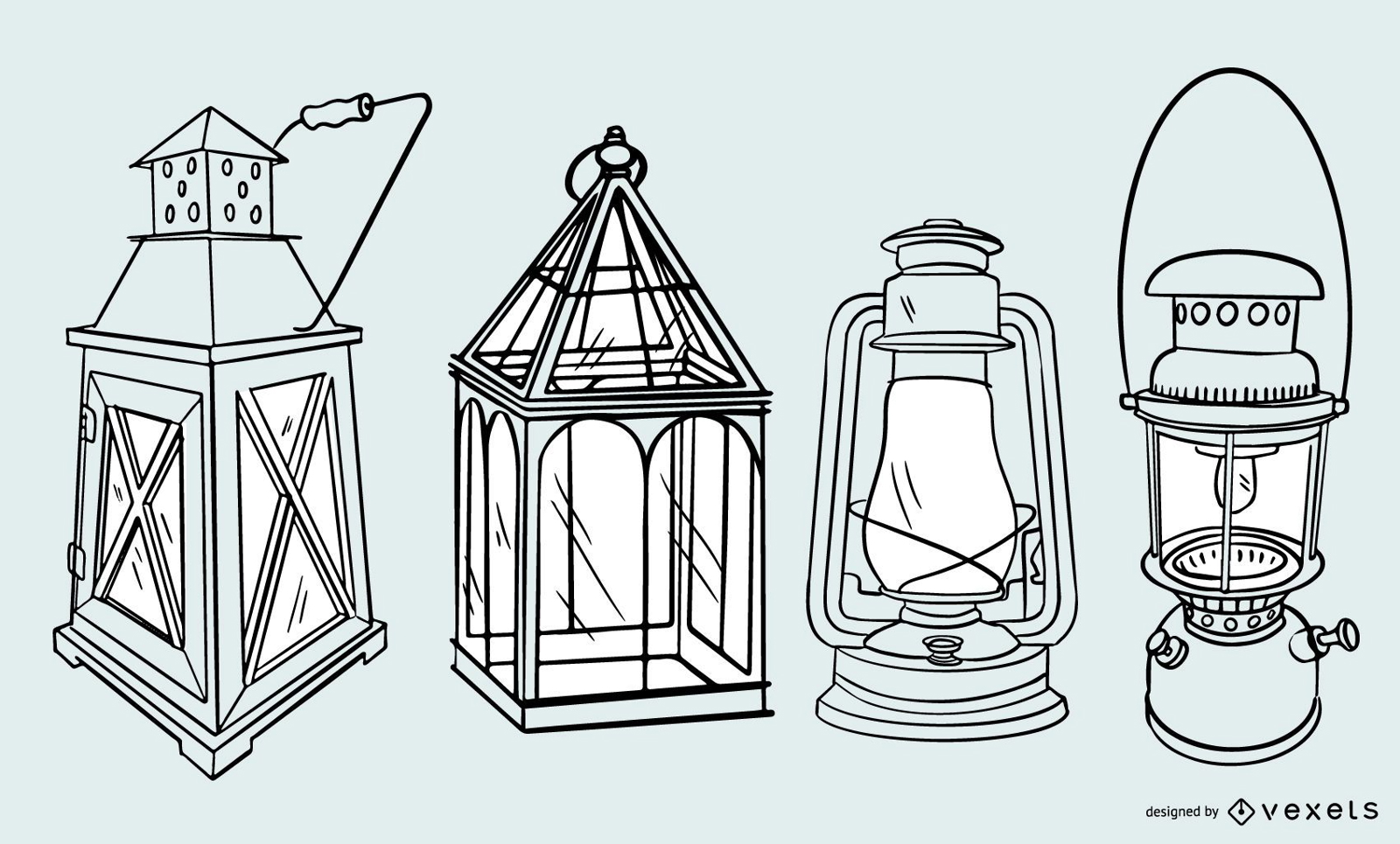 Antikes Lampenhub-Design-Set