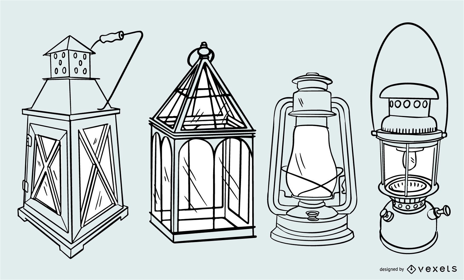 Antique Lamp Stroke Design Set
