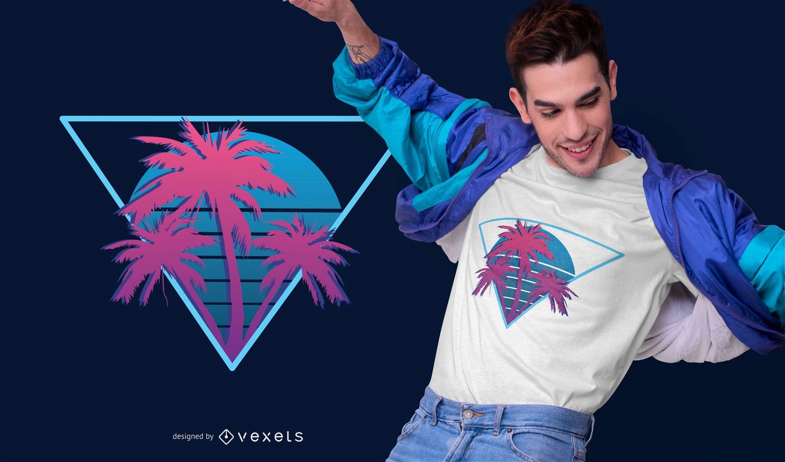 Design de camiseta de palmeiras de néon