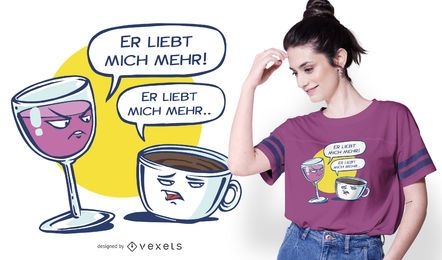 Design engraçado de camisetas com citações alemãs do vinho