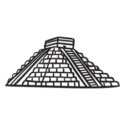 Ancient temple aztec mexico stroke PNG Design