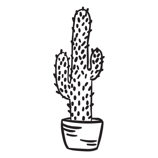 Cactus plant pot tall stroke PNG Design