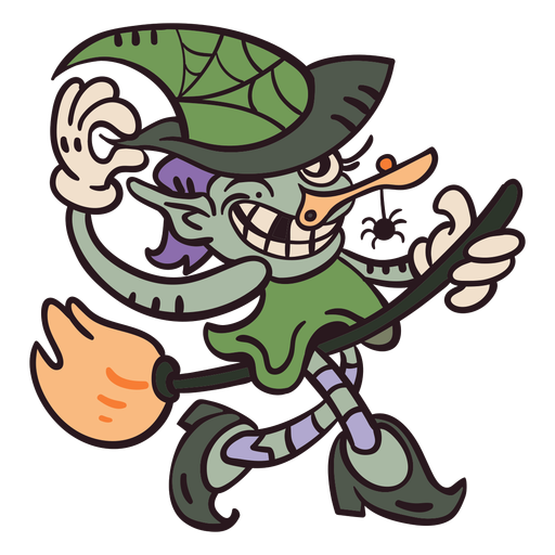 Halloween witch cartoon PNG Design