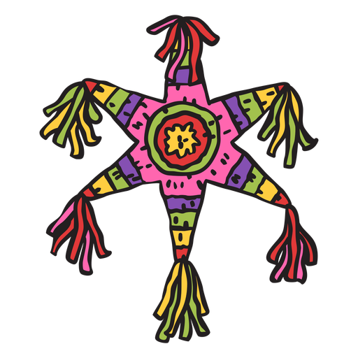 Pinata mexicana estrela ilustração colorida Desenho PNG