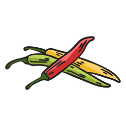 Red green yellow chili illustration PNG Design