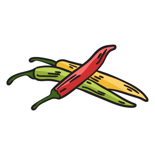 Red green yellow chili illustration PNG Design