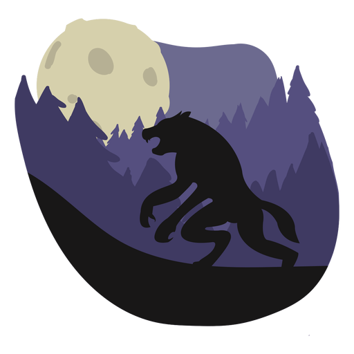 Werewolf forest standing illustration
