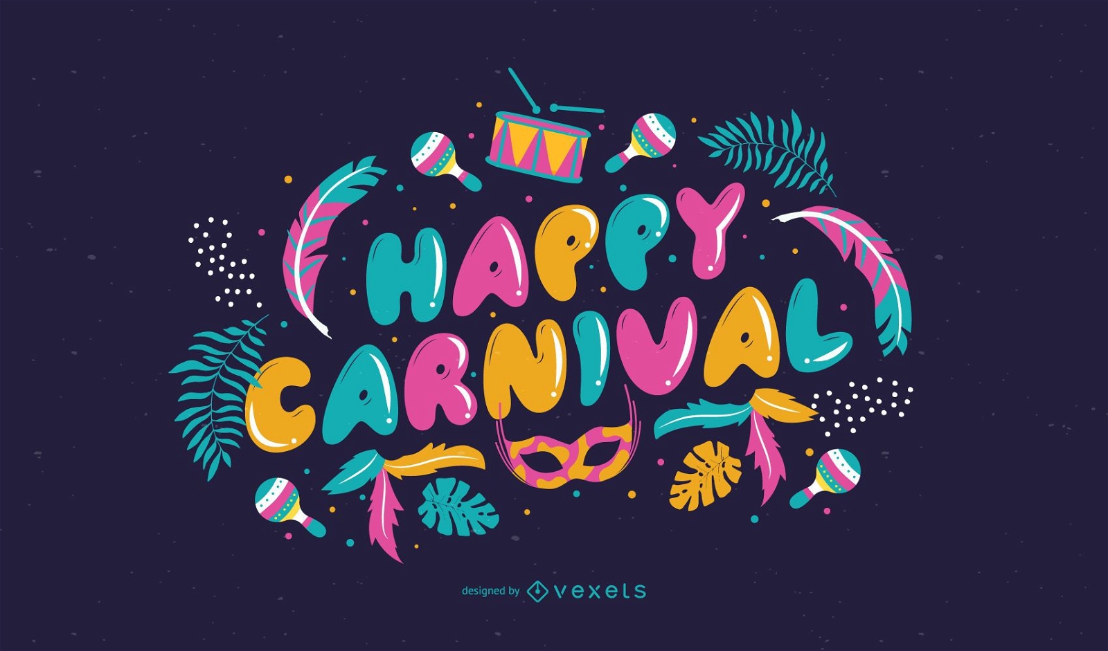 Happy Carnival Buntes Zitat Design