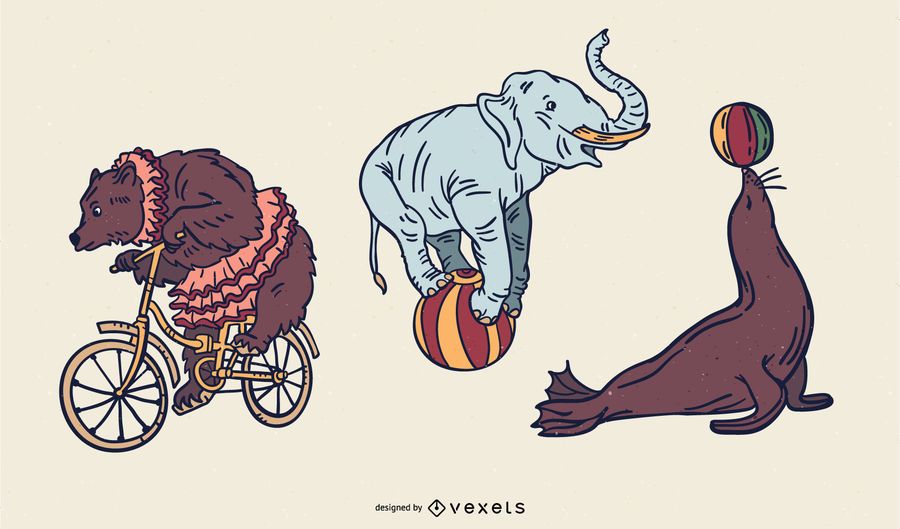 Conjunto de Design de animais de circo Conjunto de Design de animais de circo