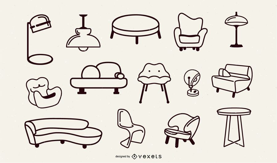 Pop Art Furniture Stroke Collection - Vector download