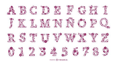 Paquete De Numeros De Alfabeto De Estilo Mexicano Doodle