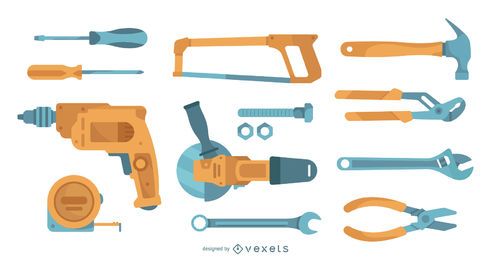 Flat tools collection Flat tools collection