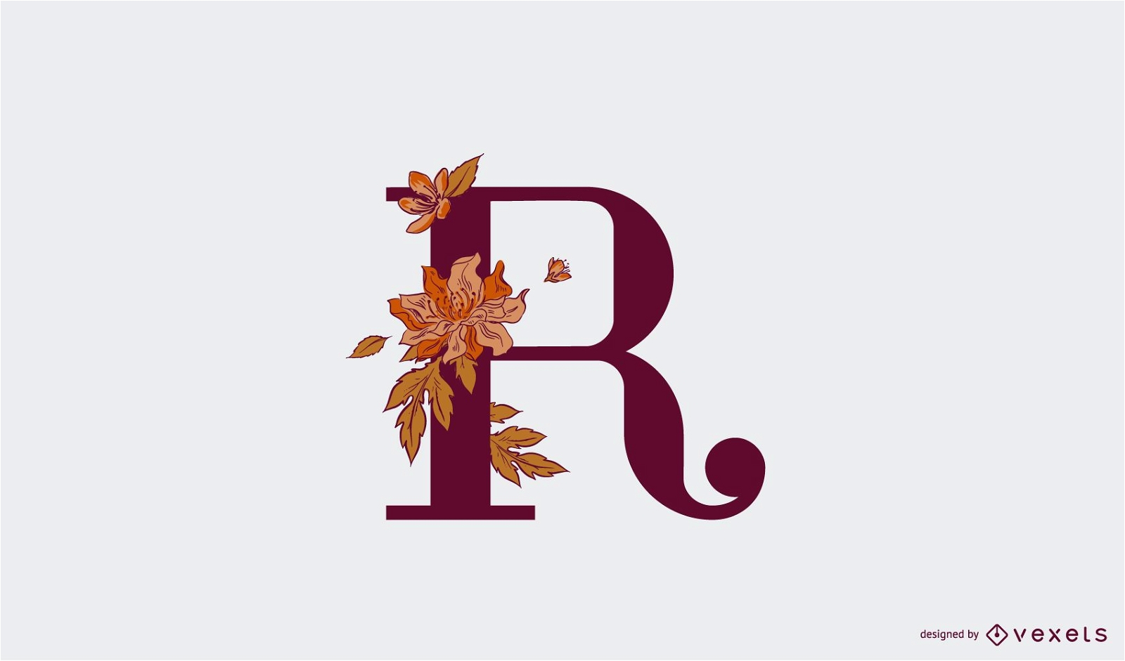 Floral letter r logo template
