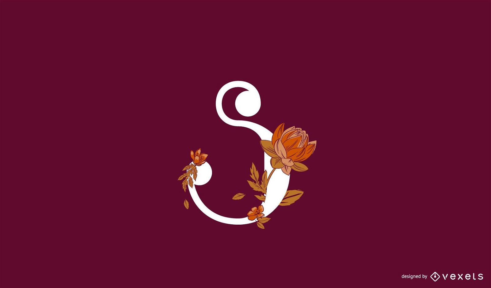 Modelo de logotipo de letra floral