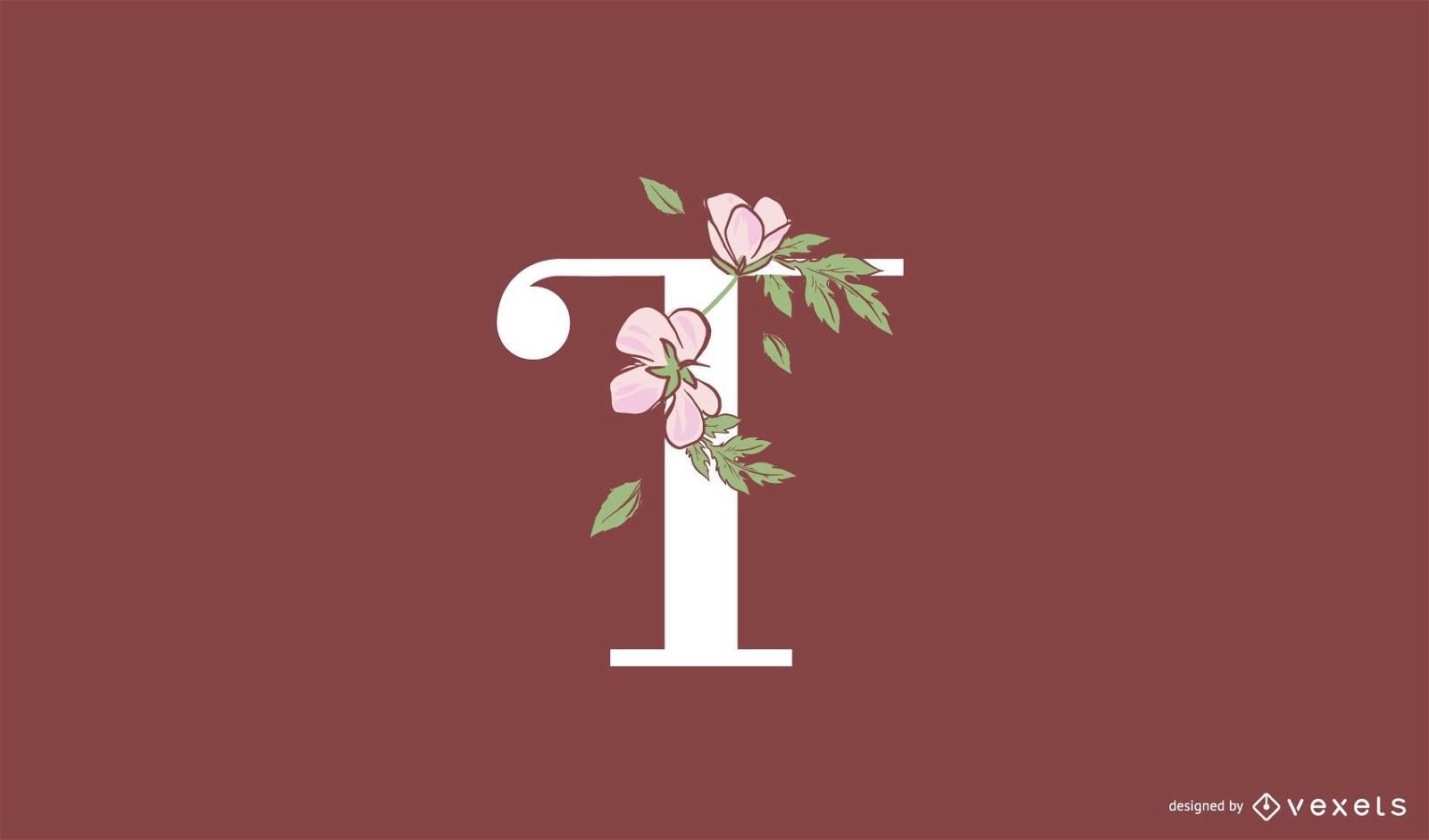 Modelo de logotipo floral com letra t