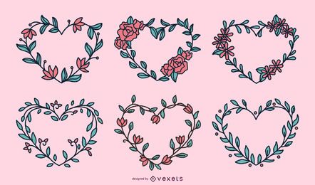 Conjunto de coroas de flores