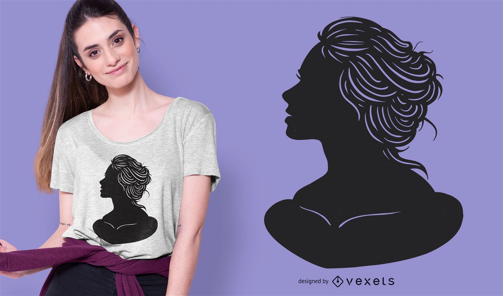 Design de camiseta com silhueta de busto feminino