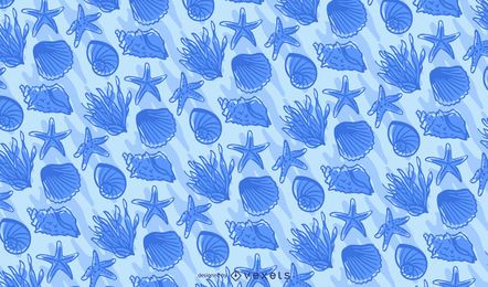 Padrão Tileable de elementos do oceano Padrão Tileable de elementos do oceano