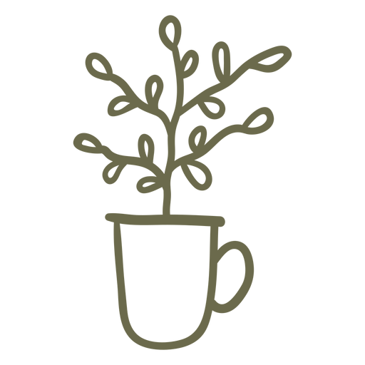 Plant in a mug stroke PNG Design