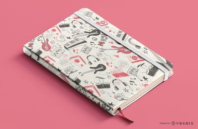 Design de capa de livro de elementos de música Design de capa de livro de elementos de música