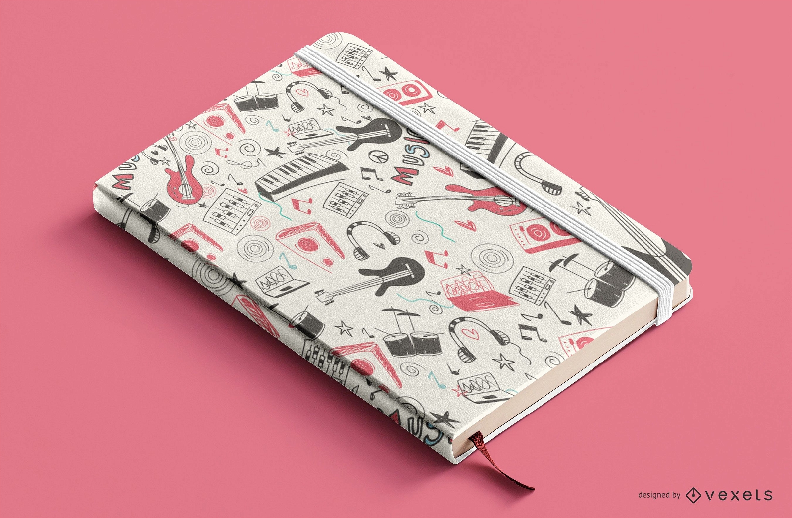 Diseño de portada de libro de elementos musicales
