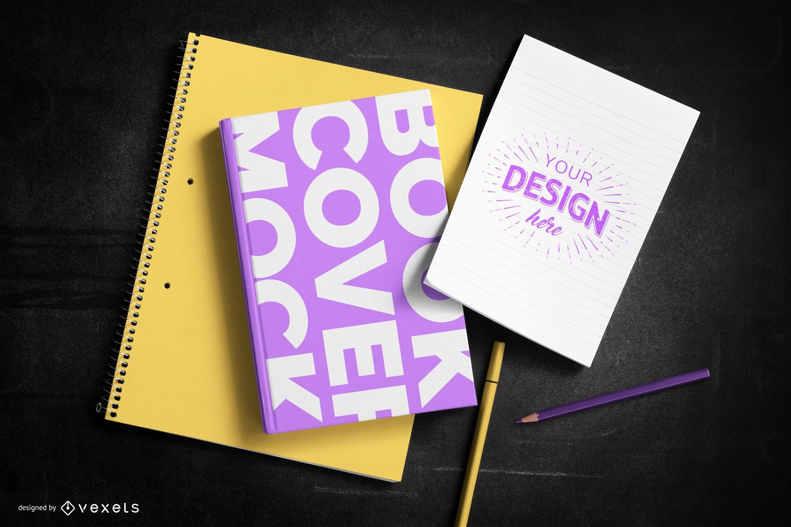 Book cover stationery mockup composition
