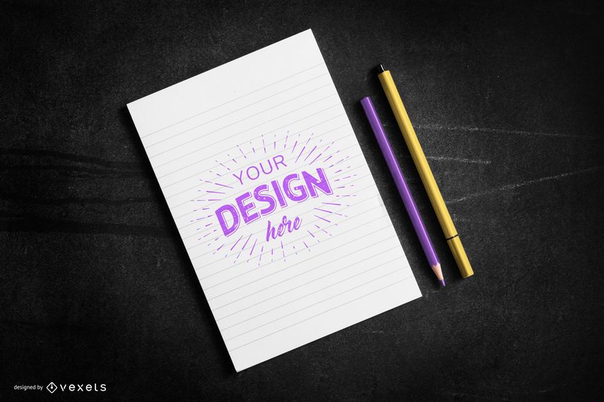 Paper and pens mockup composition Paper and pens mockup composition