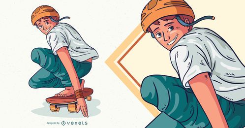 Ilustração de personagem de patinação