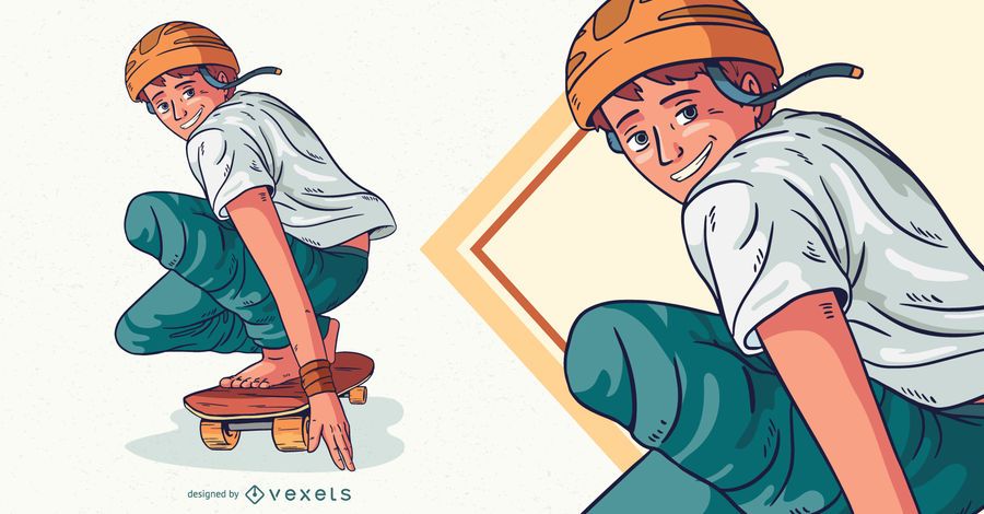 Ilustração de personagem de patinação Ilustração de personagem de patinação