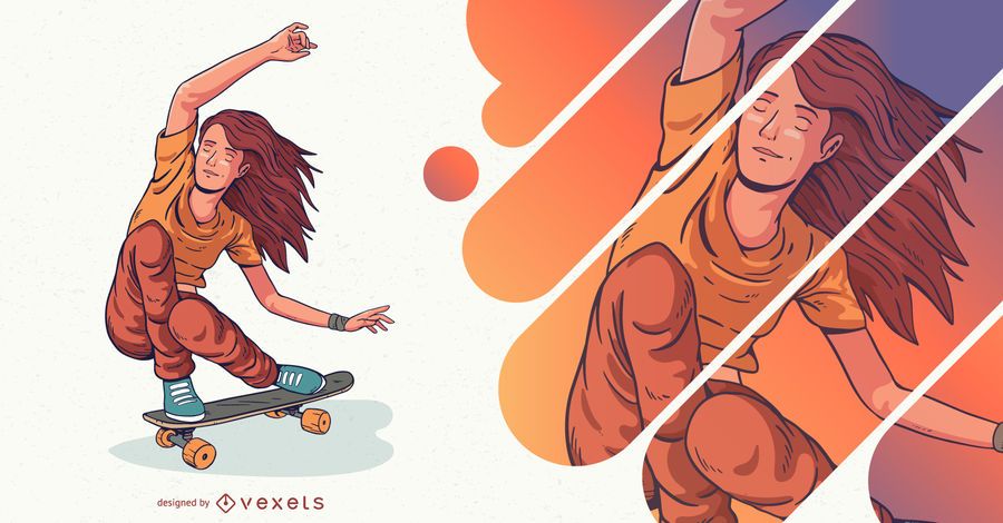 Skating girl character illistration Skating girl character illistration