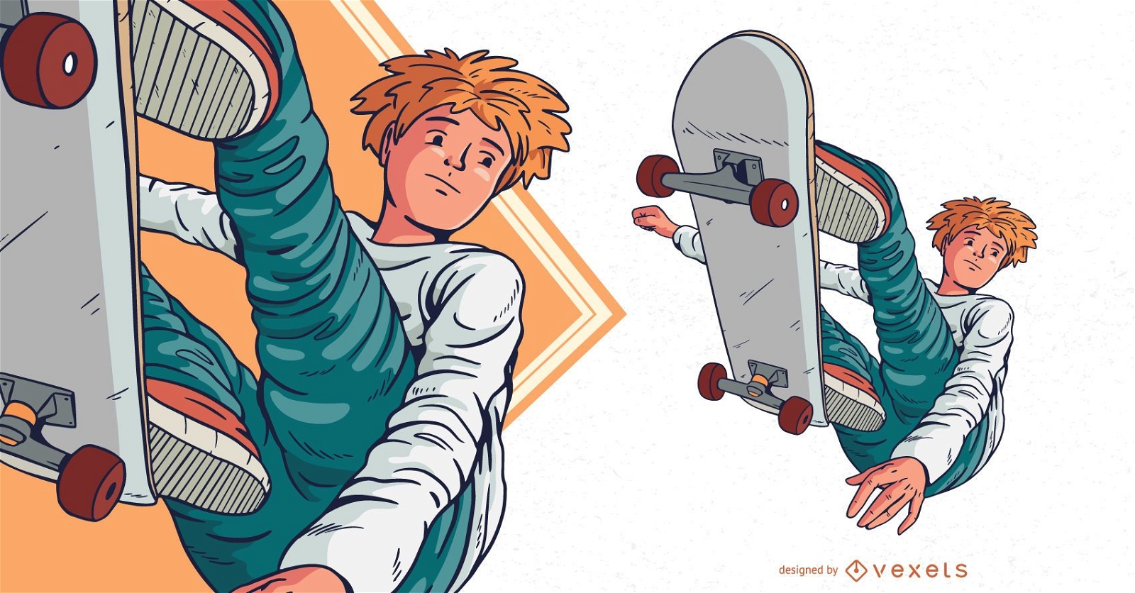 Skateboarding Junge Charakter Illustration