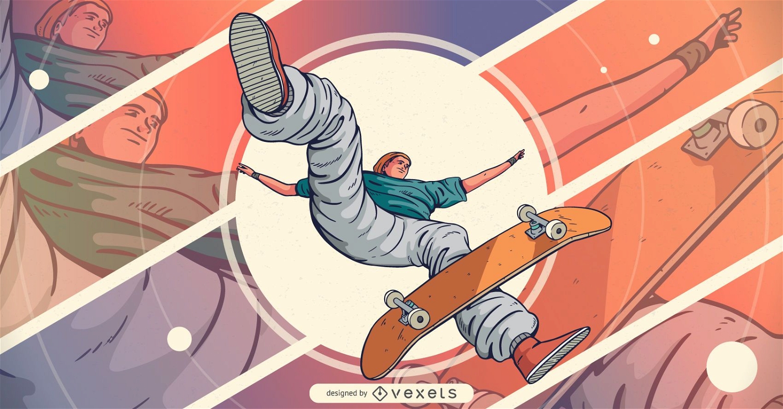 Skater jumping character illustration
