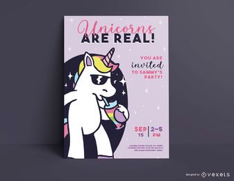 Modelo de convite de aniversário de unicórnio