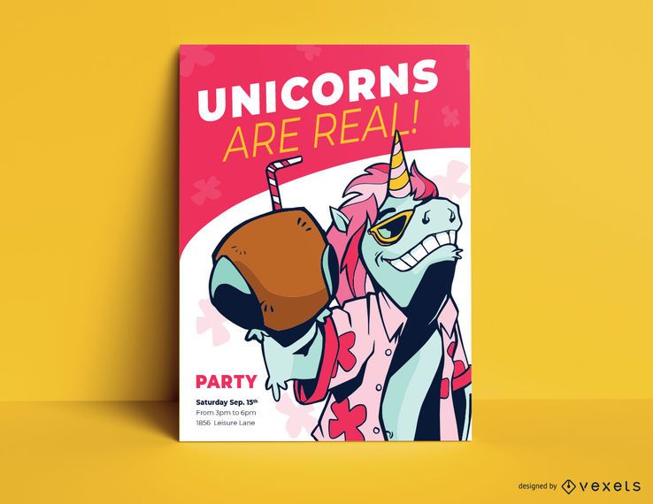 Unicorn party poster template Unicorn party poster template