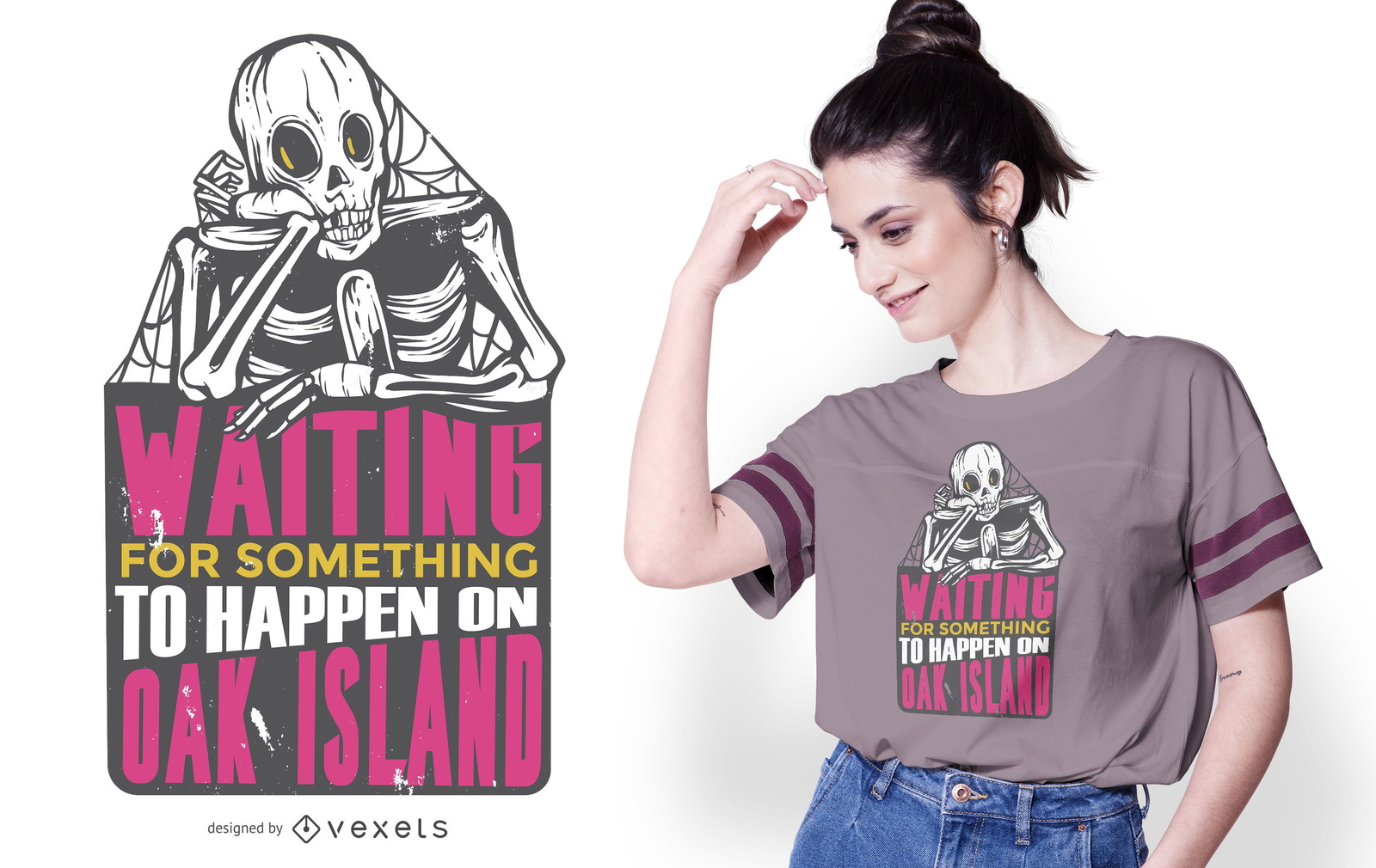 Waiting skeleton t-shirt design