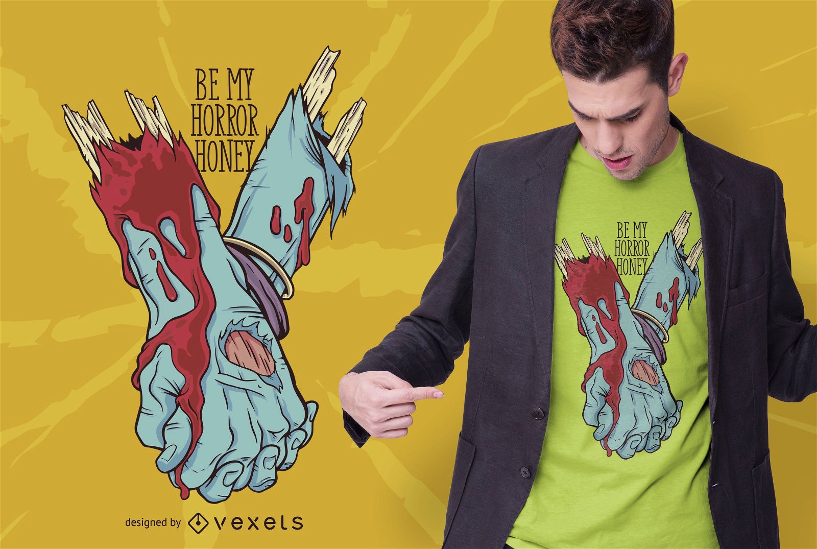 Diseño de camiseta zombie love