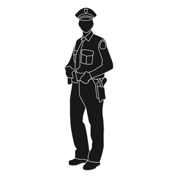 Polícia segurando silhueta de cinto Desenho PNG