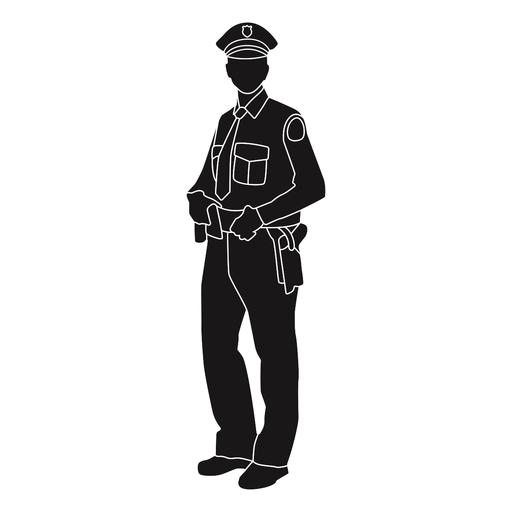 Police holding belt silhouette PNG Design