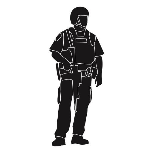 Police geared-up silhouette PNG Design