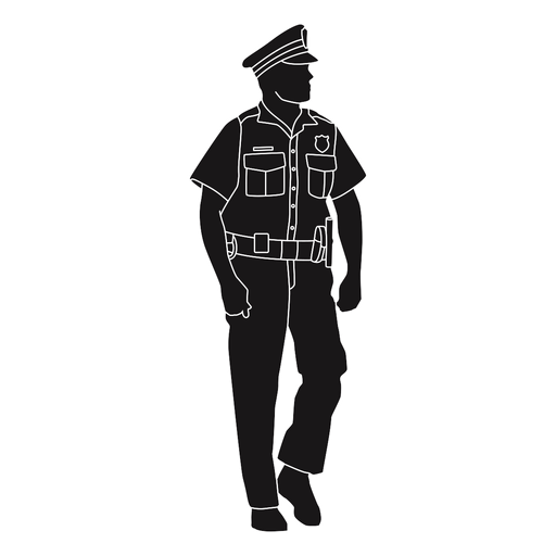 Police looking on the side silhouette PNG Design