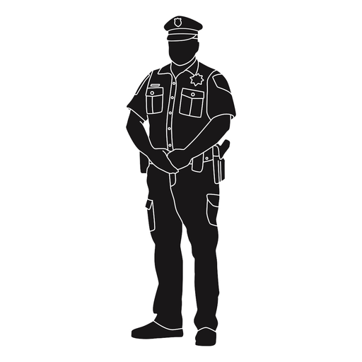 Police with hands in front silhouette PNG Design