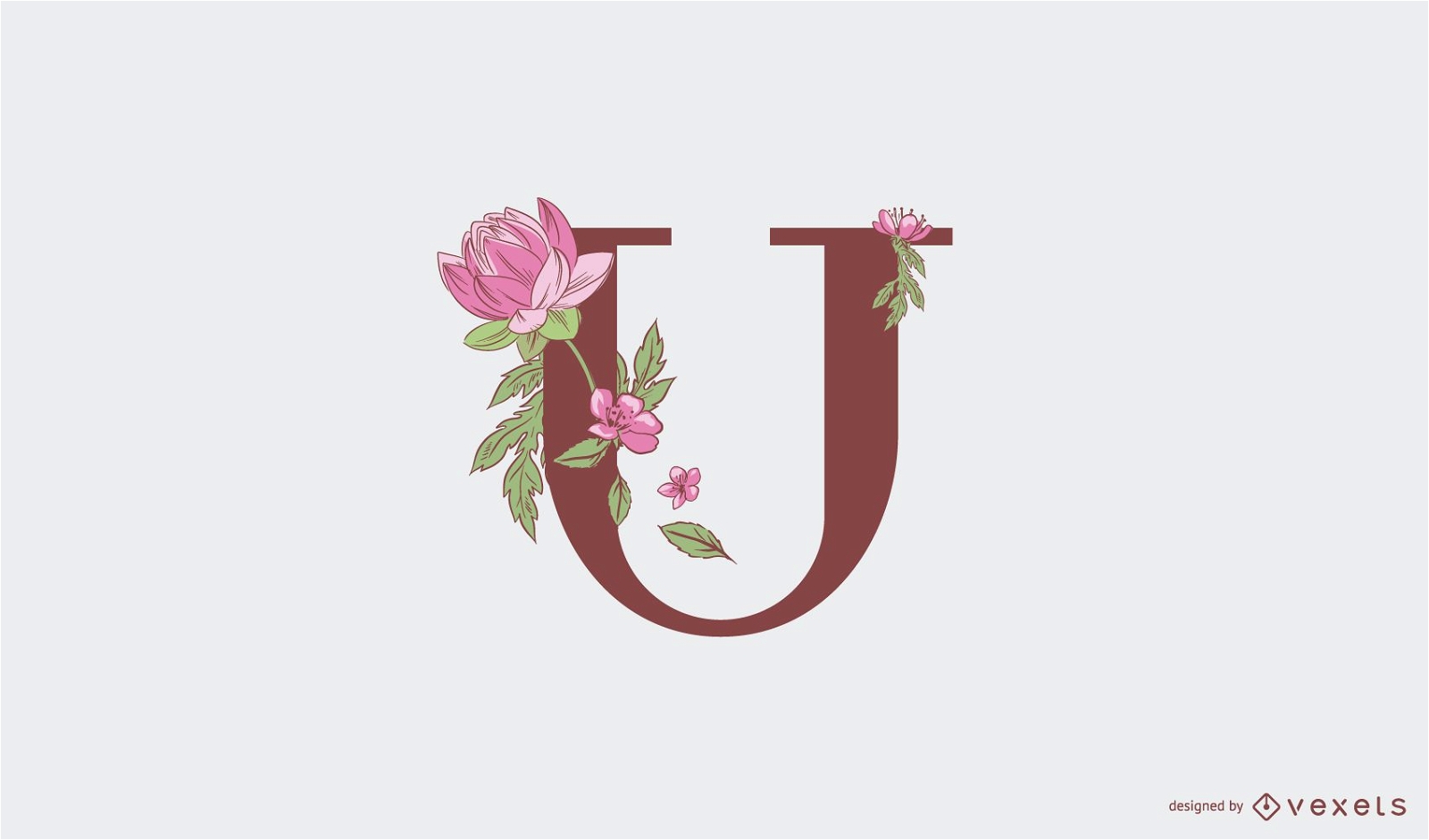 Modelo de logotipo floral com letra u