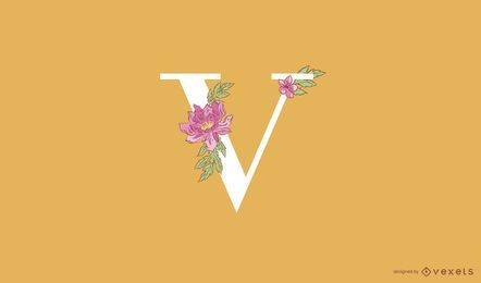 Plantilla de logotipo floral letra v