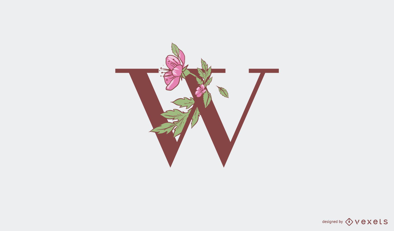 Modelo de logotipo com letra floral w