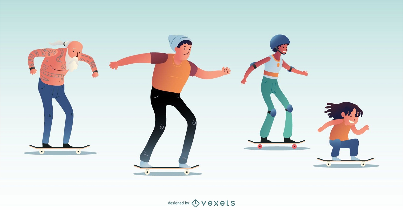 Skateboarding character set