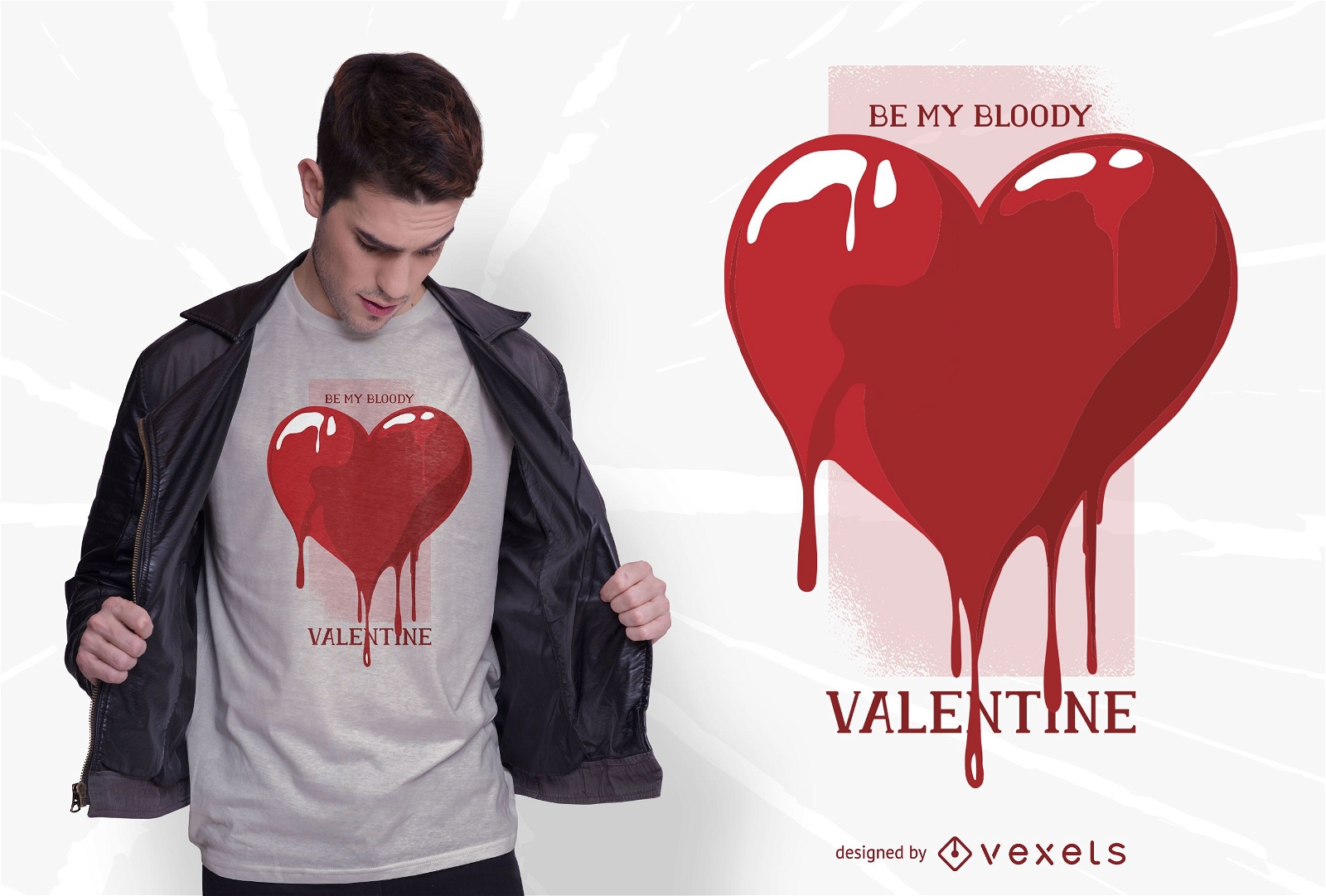 Diseño de camiseta de san valentín corazón sangriento