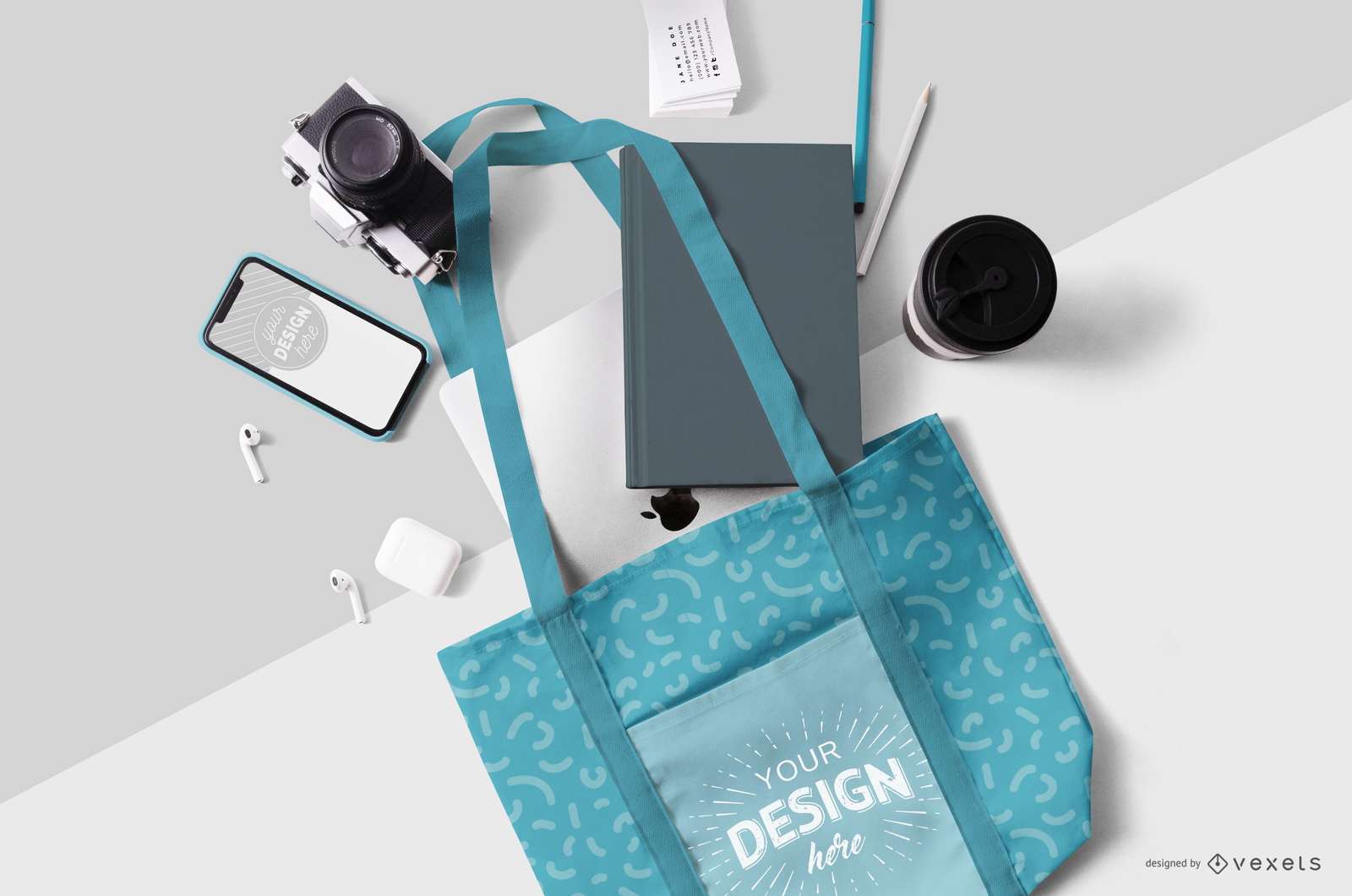 Tote bag stationery mockup