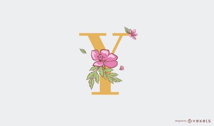 Plantilla de logotipo floral letra y Plantilla de logotipo floral letra y