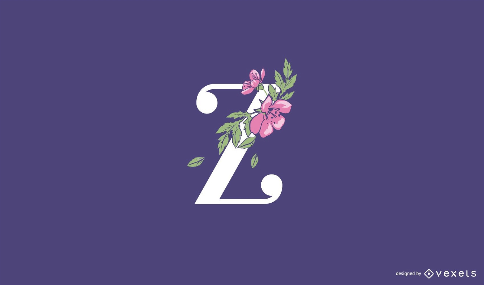 Blumenbuchstabe z Logo Vorlage