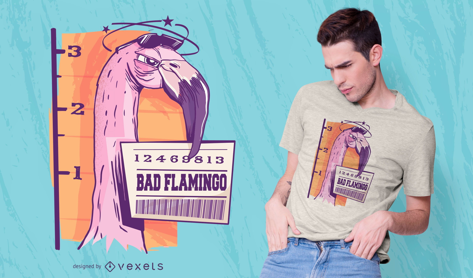 Design de camiseta de flamingo ruim